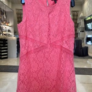 BCBG AMELIE Lace Coral Dress Womens-Medium
